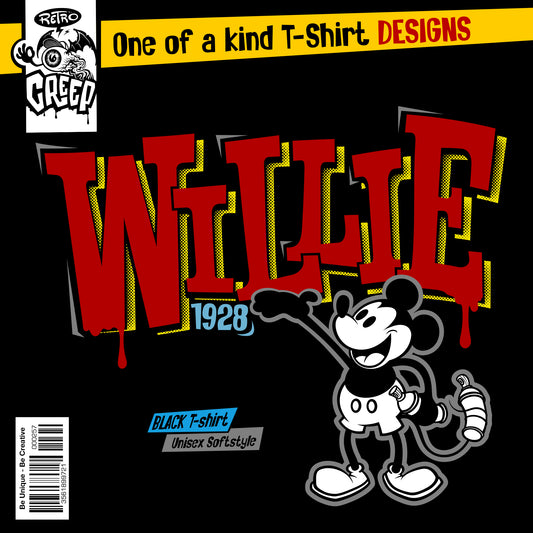 Steamboat Willie Black Graffiti T-shirt